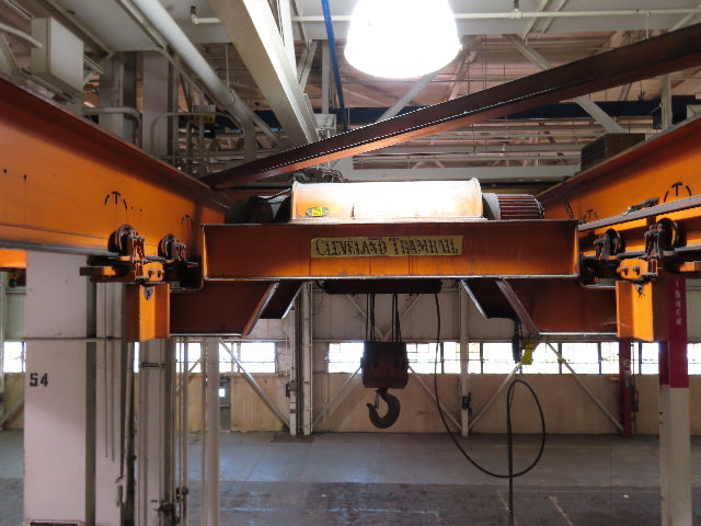 Cleveland Tramrail P&H 15 Ton Double Girder Underhung Bridge Crane 34' 10" Span