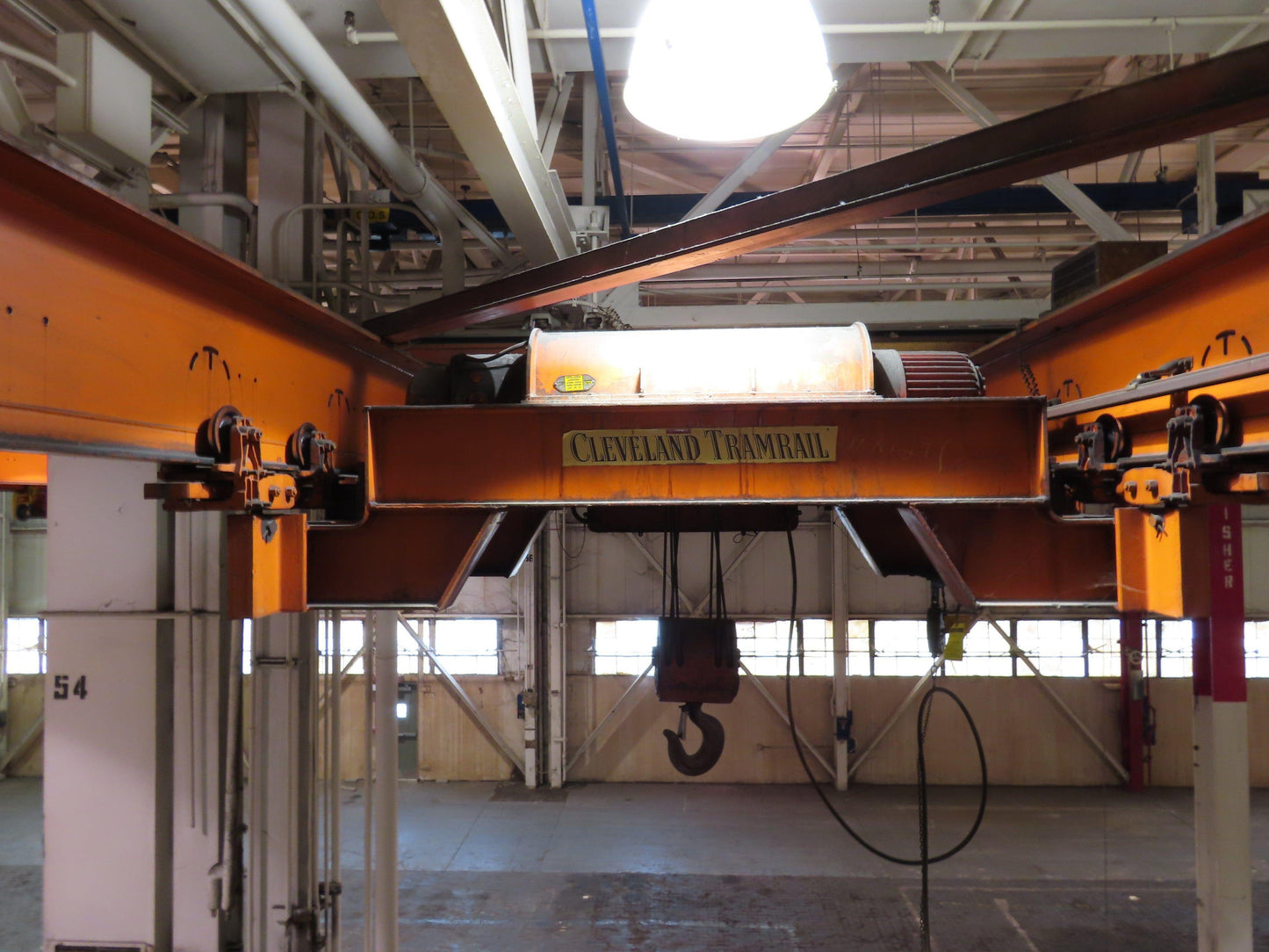 Cleveland Tramrail P&H 15 Ton Double Girder Underhung Bridge Crane 34' 10" Span