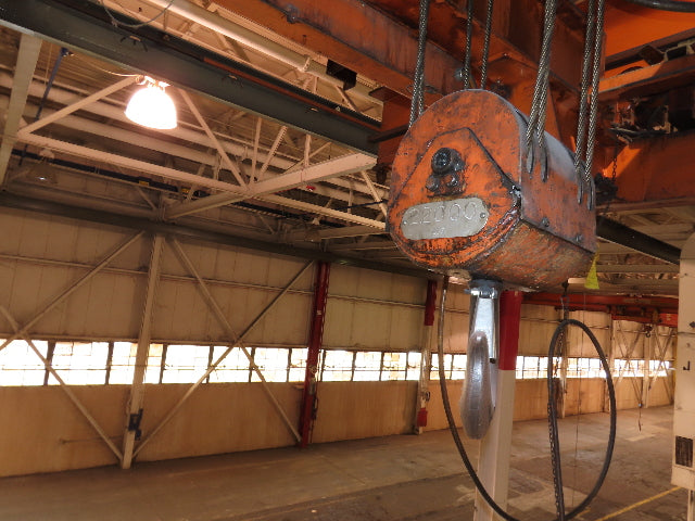 Cleveland Tramrail P&H 15 Ton Double Girder Underhung Bridge Crane 34' 10" Span