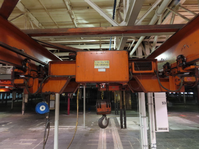 Cleveland Tramrail P&H 15 Ton Double Girder Underhung Bridge Crane 34' 10" Span