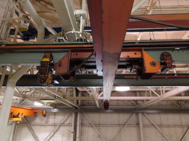 Cleveland Tramrail P&H 15 Ton Double Girder Underhung Bridge Crane 34' 10" Span