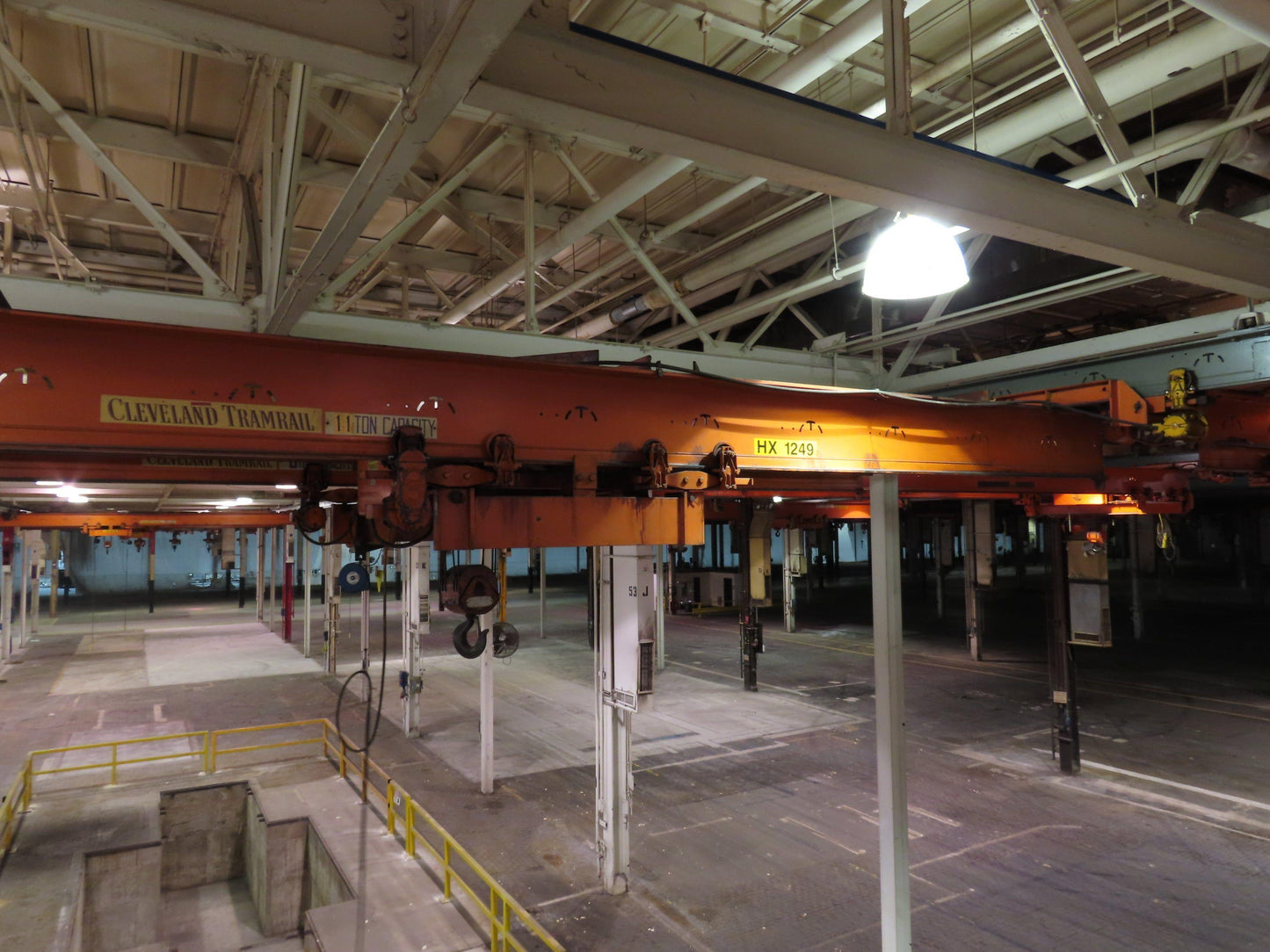 Cleveland Tramrail P&H 15 Ton Double Girder Underhung Bridge Crane 34' 10" Span
