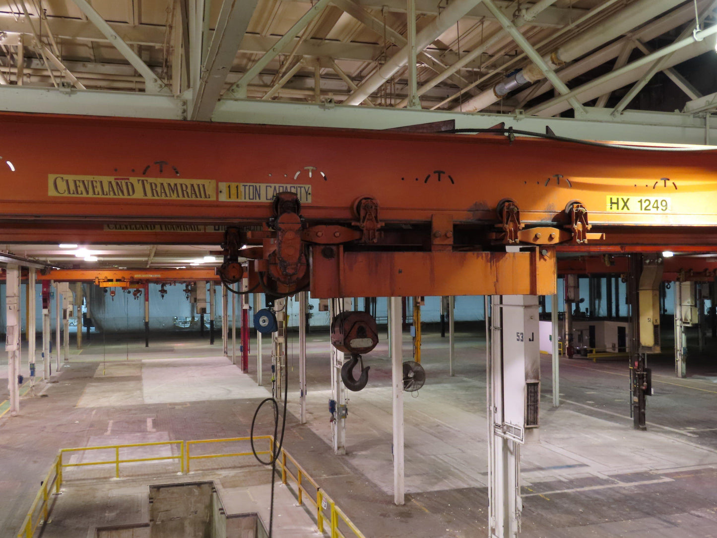 Cleveland Tramrail P&H 15 Ton Double Girder Underhung Bridge Crane 34' 10" Span