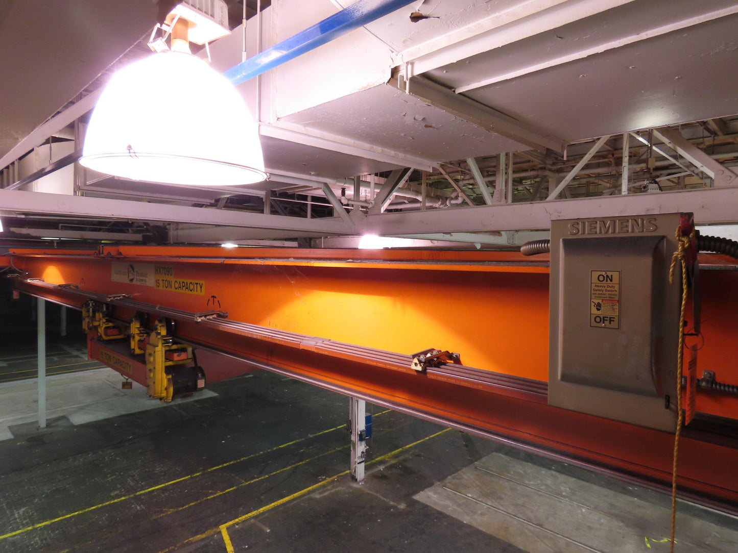 Cleveland Tramrail P&H 15 Ton Double Girder Bridge Crane 34' 10" Span w/Remote