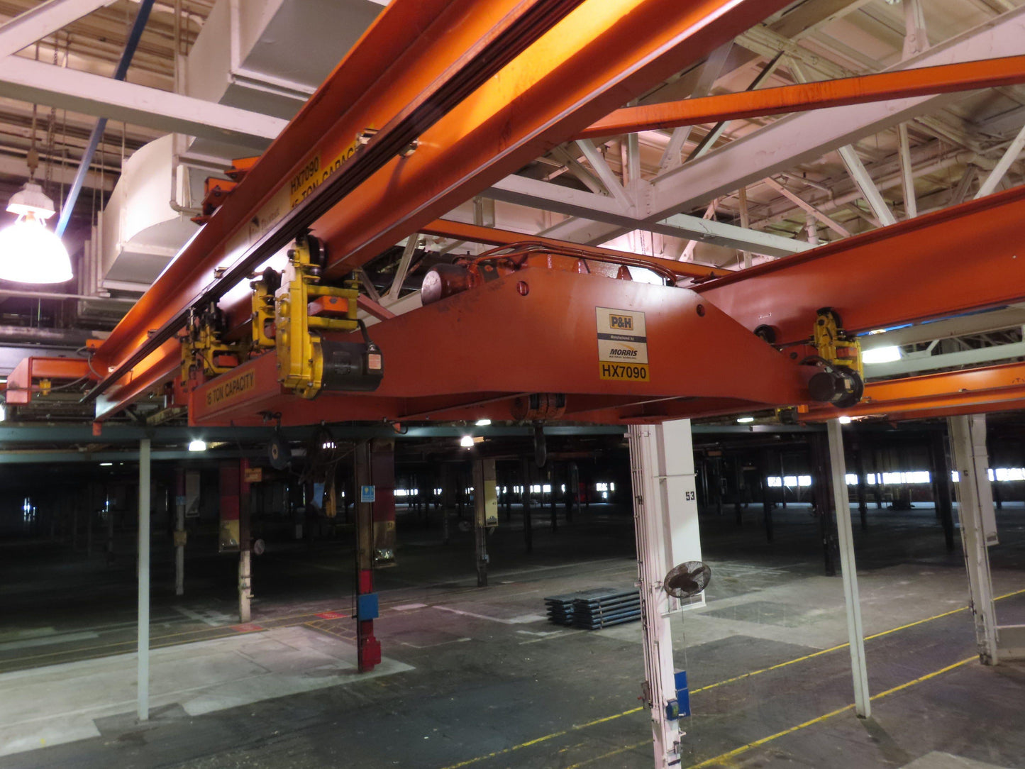 Cleveland Tramrail P&H 15 Ton Double Girder Bridge Crane 34' 10" Span w/Remote