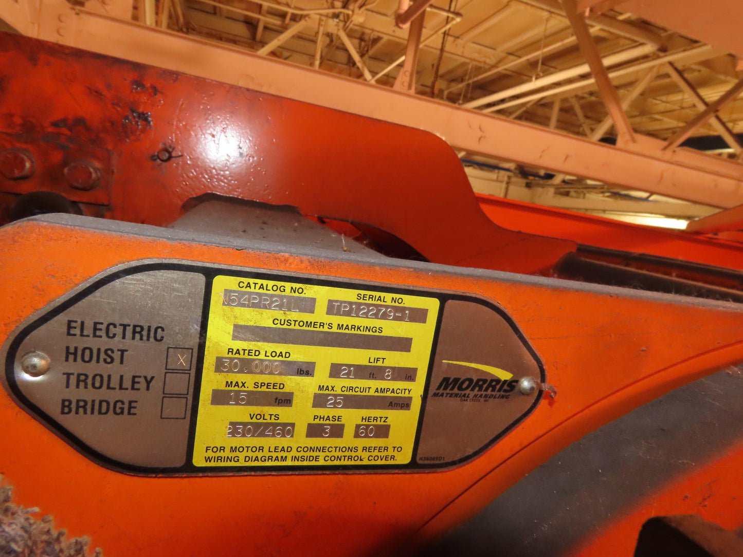Cleveland Tramrail P&H 15 Ton Double Girder Bridge Crane 34' 10" Span w/Remote