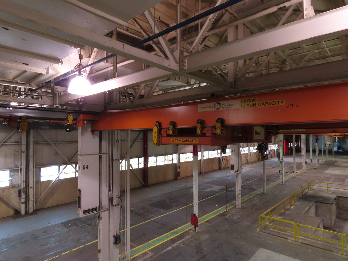 Cleveland Tramrail P&H 15 Ton Double Girder Bridge Crane 34' 10" Span w/Remote
