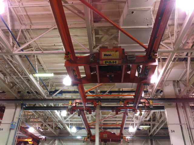 Cleveland Tramrail P&H 15 Ton Double Girder Bridge Crane 34' 10" Span w/Remote