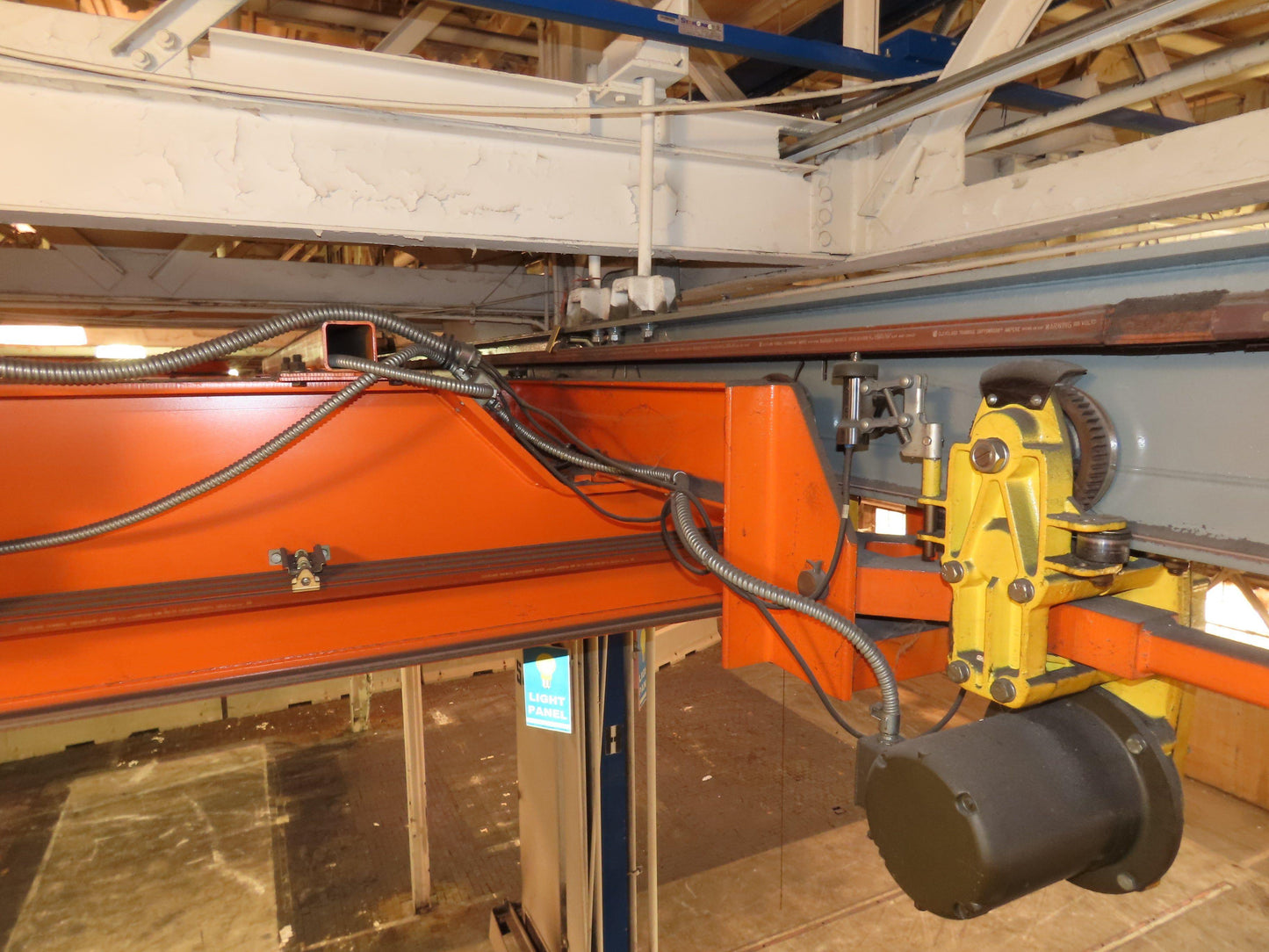 Cleveland Tramrail P&H 15 Ton Double Girder Underhung Bridge Crane 34' 10" Span