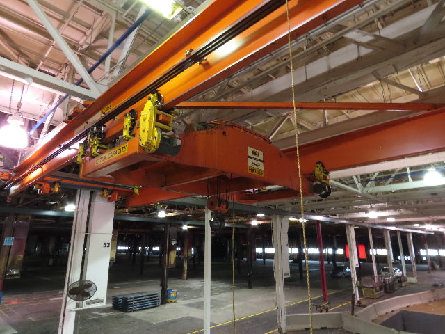 Cleveland Tramrail P&H 15 Ton Double Girder Underhung Bridge Crane 34' 10" Span