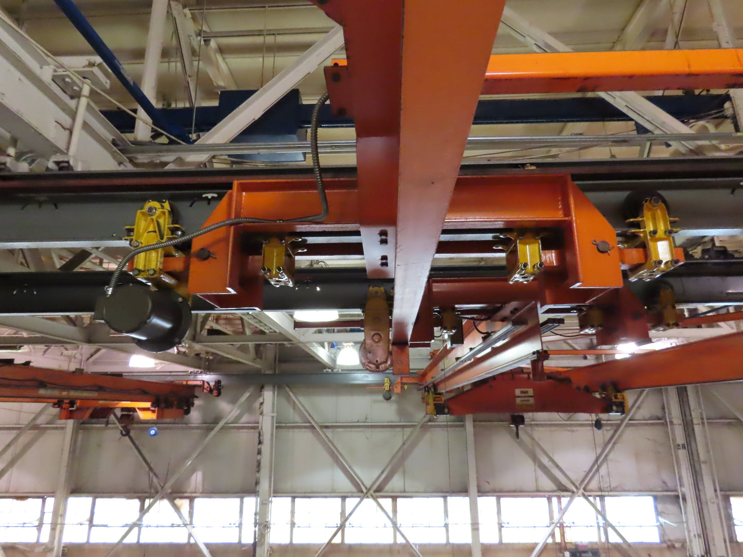 Cleveland Tramrail P&H 15 Ton Double Girder Underhung Bridge Crane 34' 10" Span