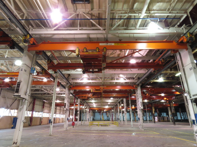 Cleveland Tramrail P&H 15 Ton Double Girder Underhung Bridge Crane 34' 10" Span
