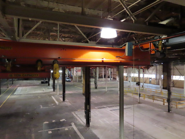 Cleveland Tramrail P&H 15 Ton Double Girder Bridge Crane 34' 10" Span w/Remote