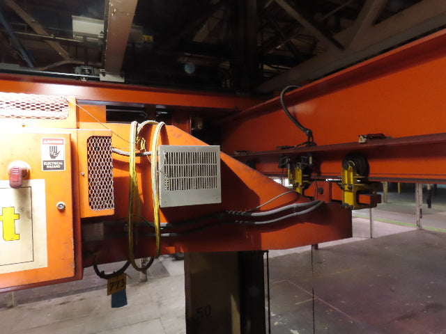 Cleveland Tramrail P&H 15 Ton Double Girder Bridge Crane 34' 10" Span w/Remote