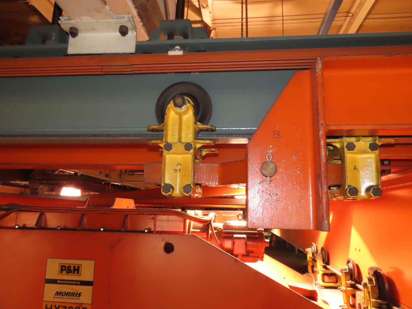 Cleveland Tramrail P&H 15 Ton Double Girder Bridge Crane 34' 10" Span w/Remote