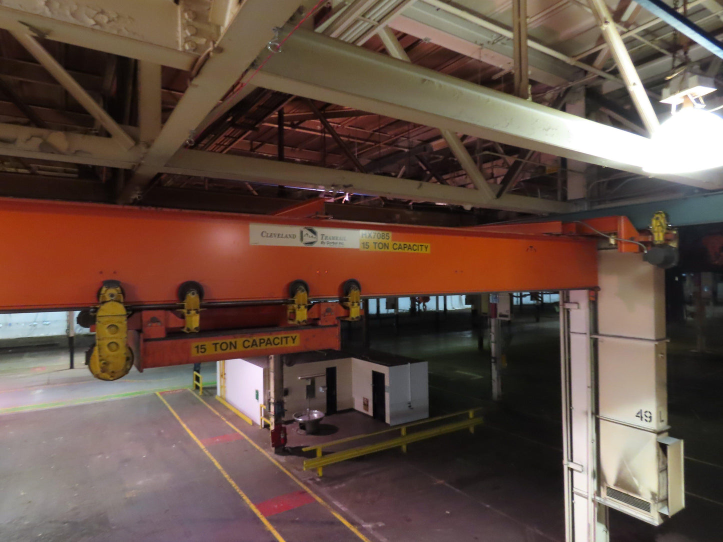 Cleveland Tramrail P&H 15 Ton Double Girder Bridge Crane 34' 10" Span w/Remote