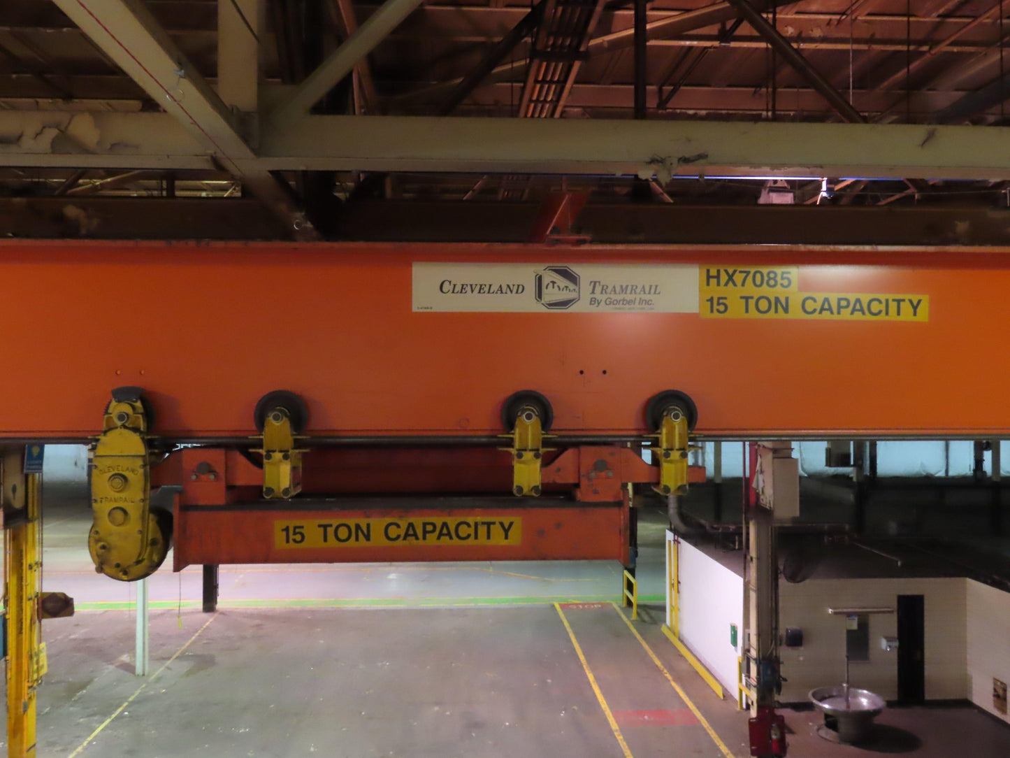 Cleveland Tramrail P&H 15 Ton Double Girder Bridge Crane 34' 10" Span w/Remote