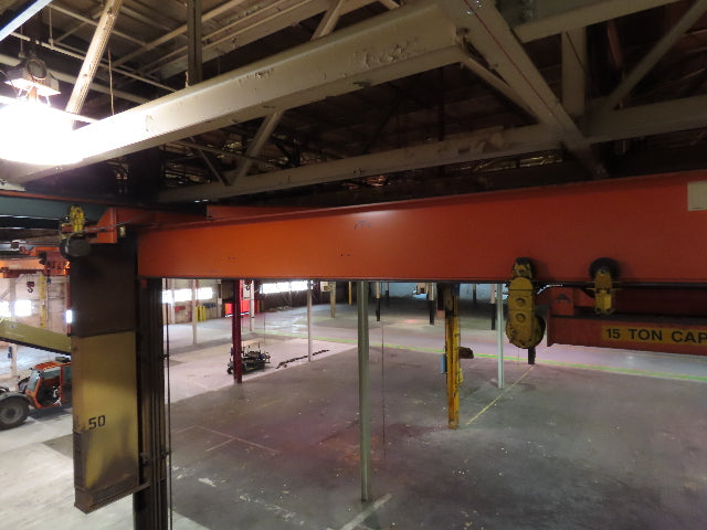 Cleveland Tramrail P&H 15 Ton Double Girder Bridge Crane 34' 10" Span w/Remote
