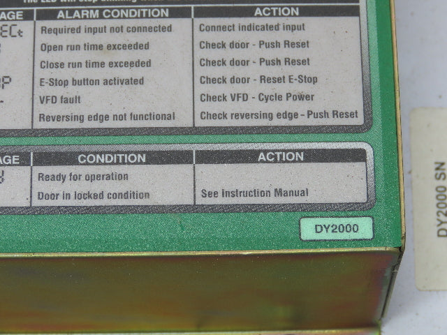 Dynaco DY2000 Dynalogix Logic Door Speed Controller Module 480V 3Hp