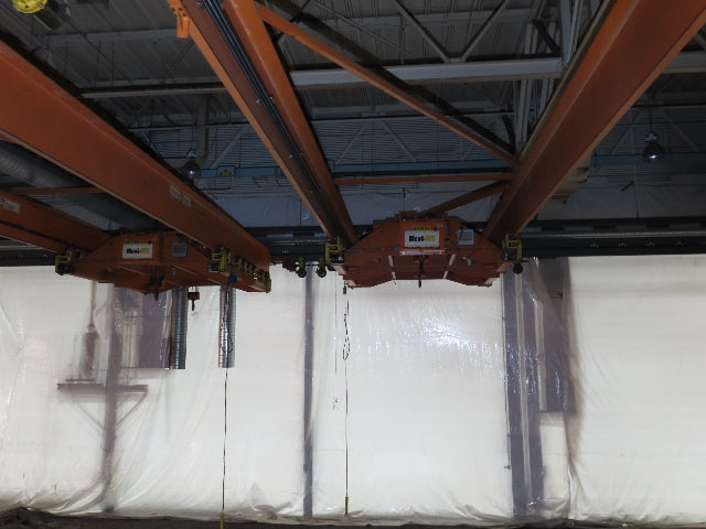 Cleveland Tramrail P&H 15 Ton Double Girder Bridge Crane 45' Span 2-Hoists