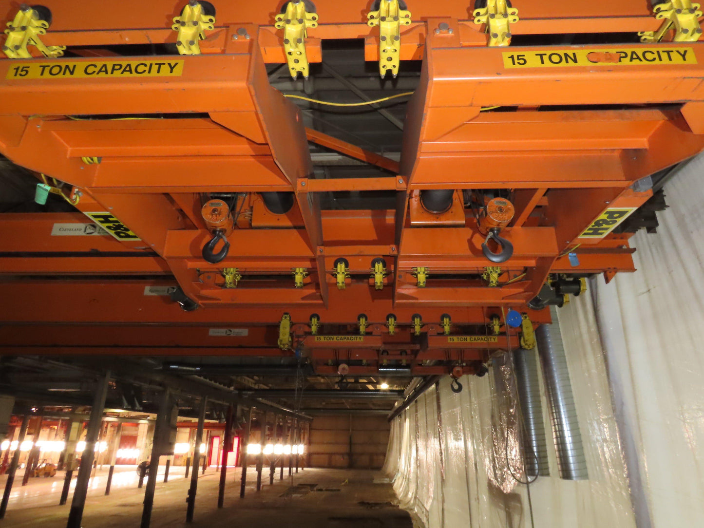 Cleveland Tramrail P&H 15 Ton Double Girder Bridge Crane 45' Span 2-Hoists