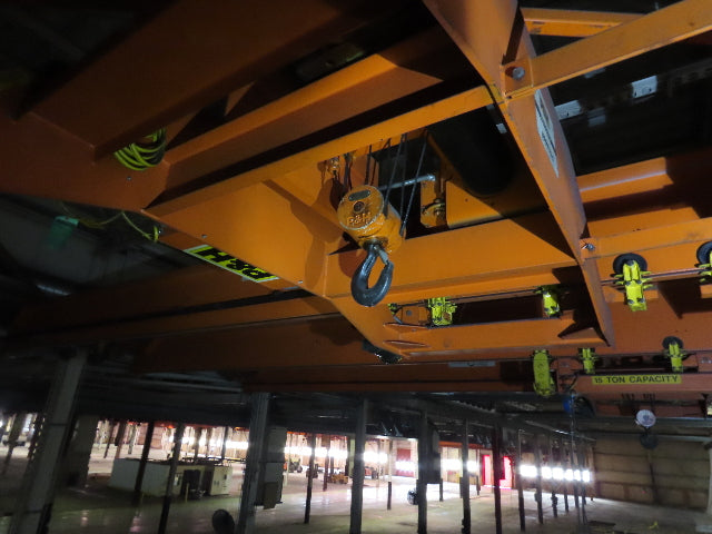 Cleveland Tramrail P&H 15 Ton Double Girder Bridge Crane 45' Span 2-Hoists
