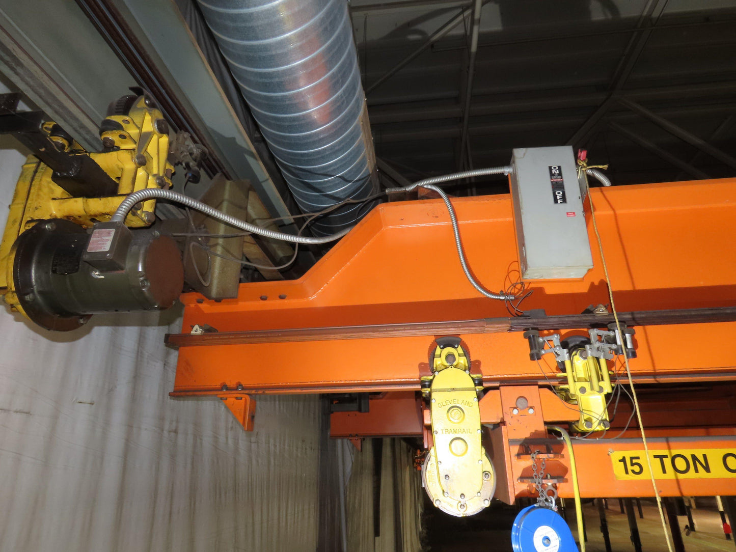 Cleveland Tramrail P&H 15 Ton Double Girder Bridge Crane 45' Span 2-Hoists