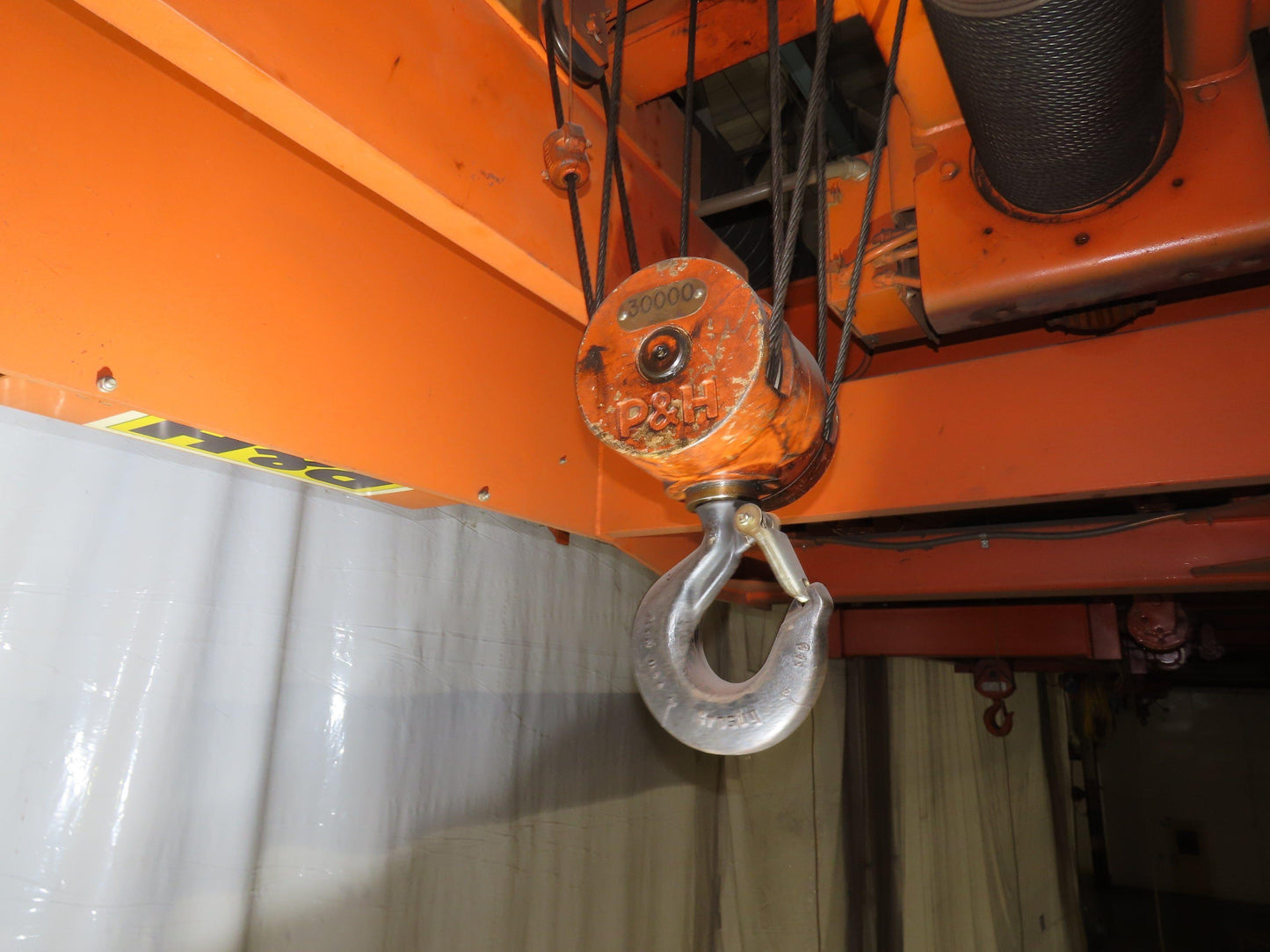 Cleveland Tramrail P&H 15 Ton Double Girder Underhung Bridge Crane 45' Span
