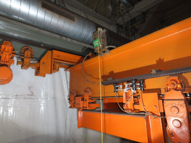 Cleveland Tramrail P&H 12 Ton Double Girder Underhung Bridge Crane 45' Span
