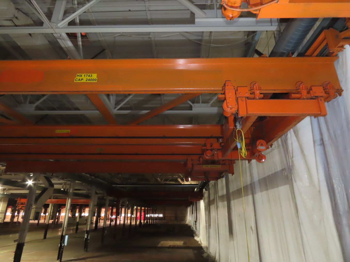 Cleveland Tramrail P&H 12 Ton Double Girder Underhung Bridge Crane 45' Span