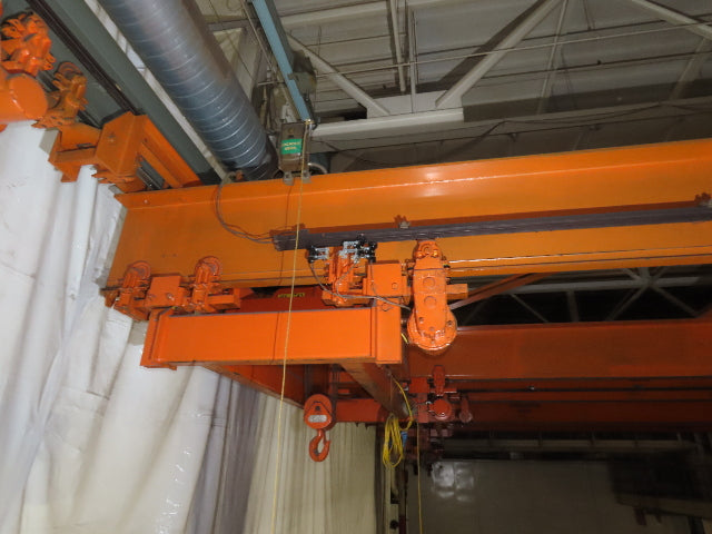 Cleveland Tramrail P&H 12 Ton Double Girder Underhung Bridge Crane 45' Span