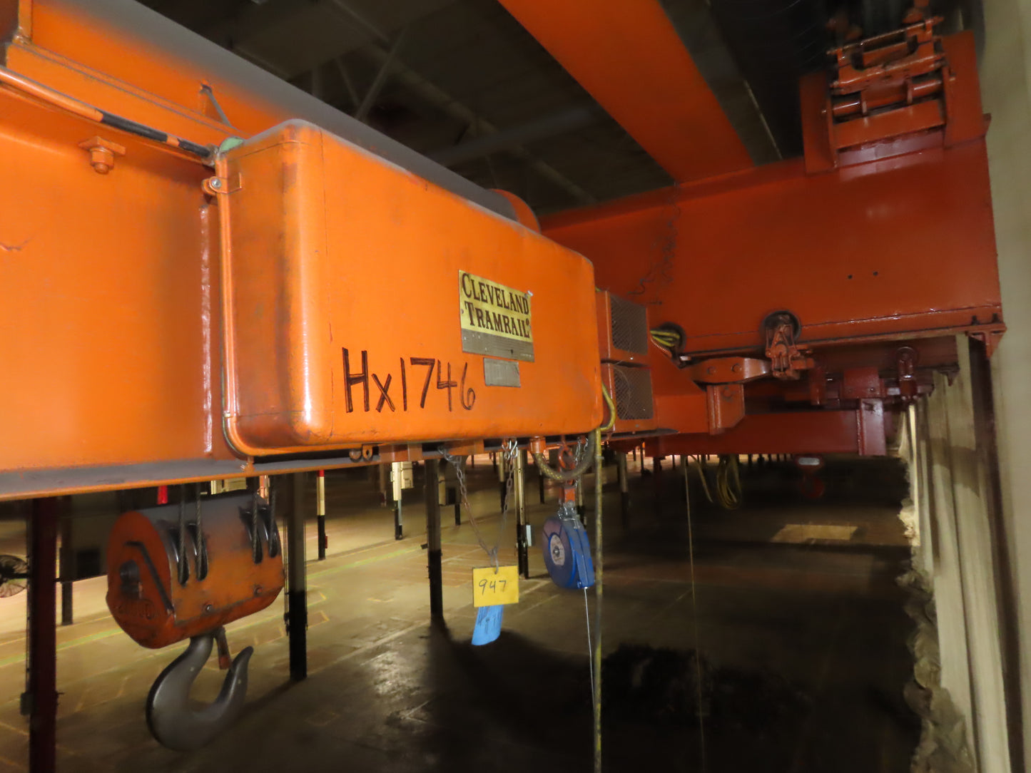 Cleveland Tramrail P&H 10 Ton Double Girder Underhung Bridge Crane 45' Span