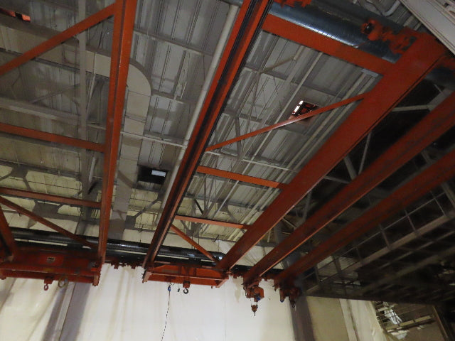 Cleveland Tramrail P&H 10 Ton Double Girder Underhung Bridge Crane 45' Span