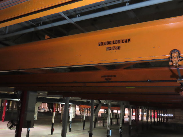 Cleveland Tramrail P&H 10 Ton Double Girder Underhung Bridge Crane 45' Span
