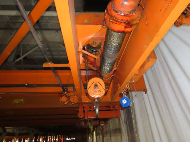 Cleveland Tramrail P&H 10 Ton Double Girder Underhung Bridge Crane 45' Span
