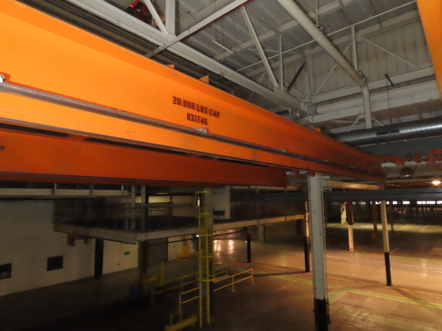 Cleveland Tramrail P&H 10 Ton Double Girder Underhung Bridge Crane 45' Span