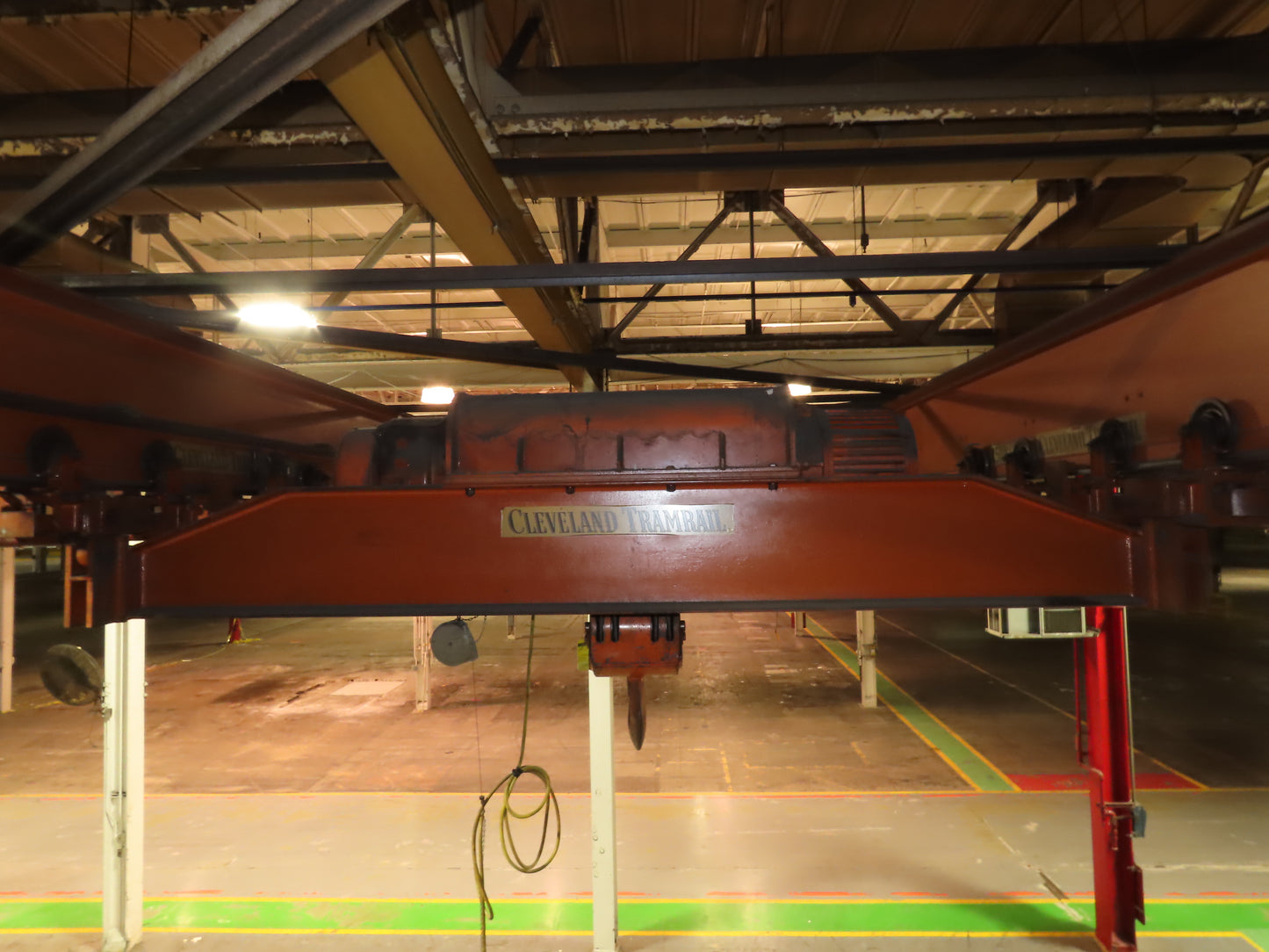 Cleveland Tramrail P&H 15 Ton Double Girder Underhung Bridge Crane 34' 10" Span
