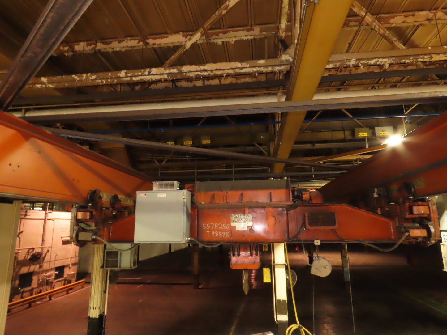 Cleveland Tramrail P&H 15 Ton Double Girder Underhung Bridge Crane 34' 10" Span