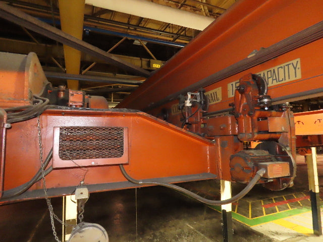 Cleveland Tramrail P&H 15 Ton Double Girder Underhung Bridge Crane 34' 10" Span