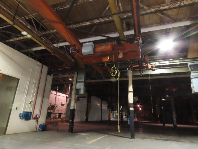 Cleveland Tramrail P&H 15 Ton Double Girder Underhung Bridge Crane 34' 10" Span