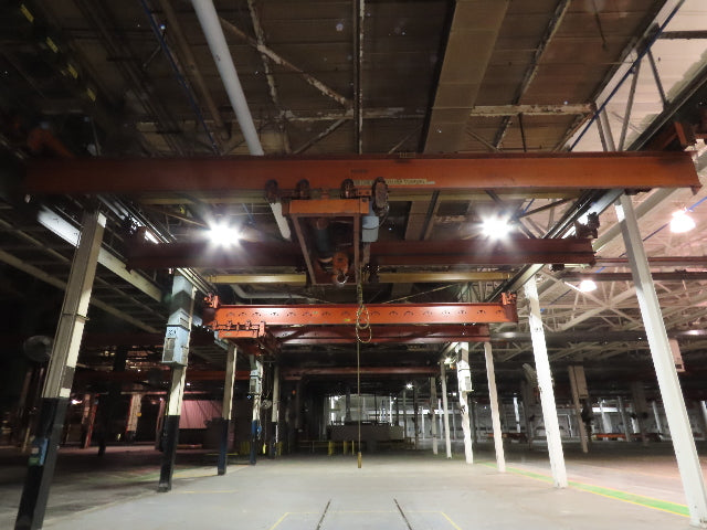 Cleveland Tramrail P&H 15 Ton Double Girder Underhung Bridge Crane 34' 10" Span