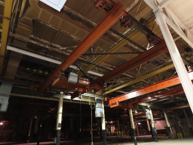 Cleveland Tramrail P&H 15 Ton Double Girder Underhung Bridge Crane 34' 10" Span