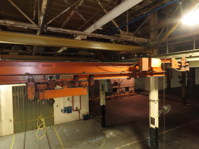 Cleveland Tramrail P&H 15 Ton Double Girder Underhung Bridge Crane 34' 10" Span