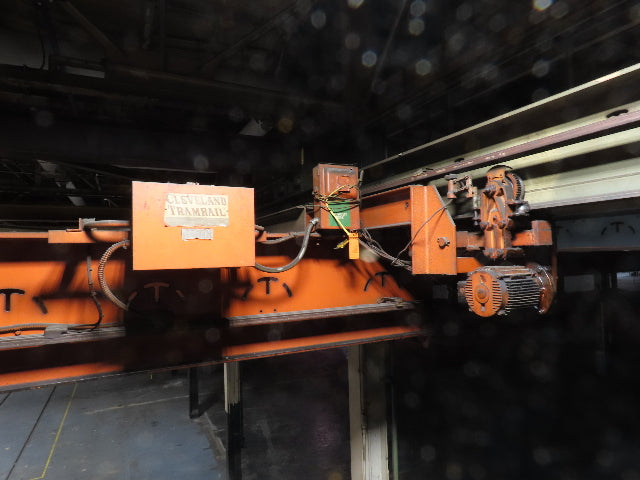 Cleveland Tramrail P&H 15 Ton Double Girder Underhung Bridge Crane 34' 10" Span