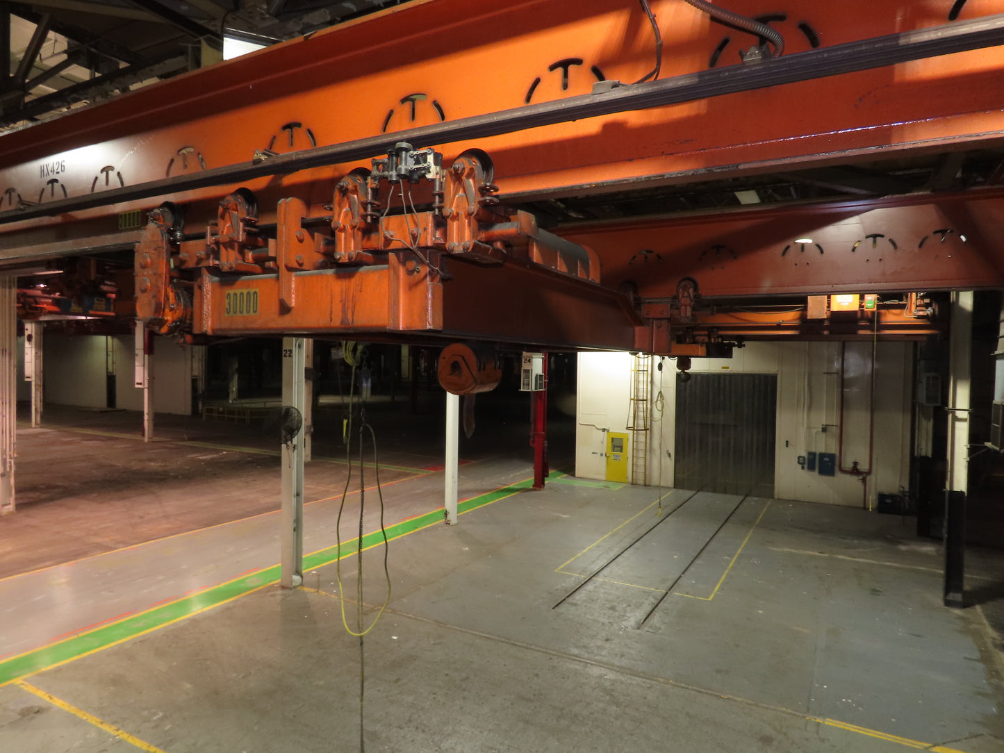 Cleveland Tramrail P&H 15 Ton Double Girder Underhung Bridge Crane 34' 10" Span