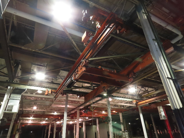 Cleveland Tramrail P&H 15 Ton Double Girder Underhung Bridge Crane 34' 10" Span