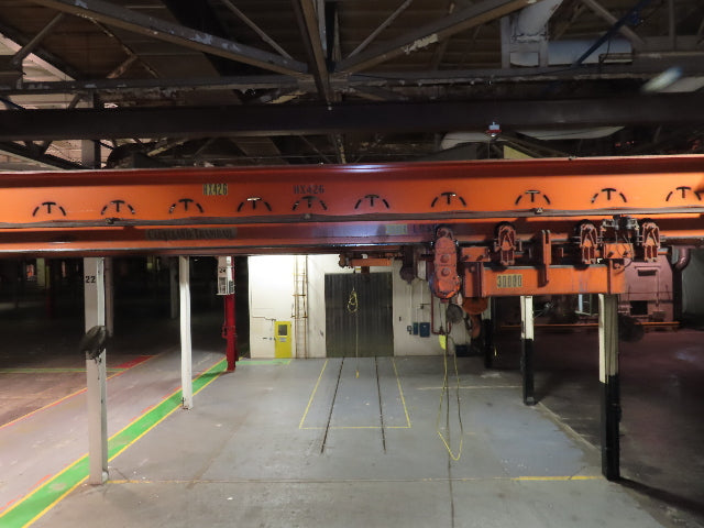 Cleveland Tramrail P&H 15 Ton Double Girder Underhung Bridge Crane 34' 10" Span