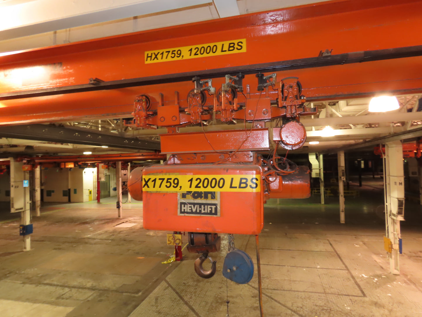 Cleveland Tramrail P&H 6 Ton Single Girder Underhung Bridge Crane 35' 10" Span