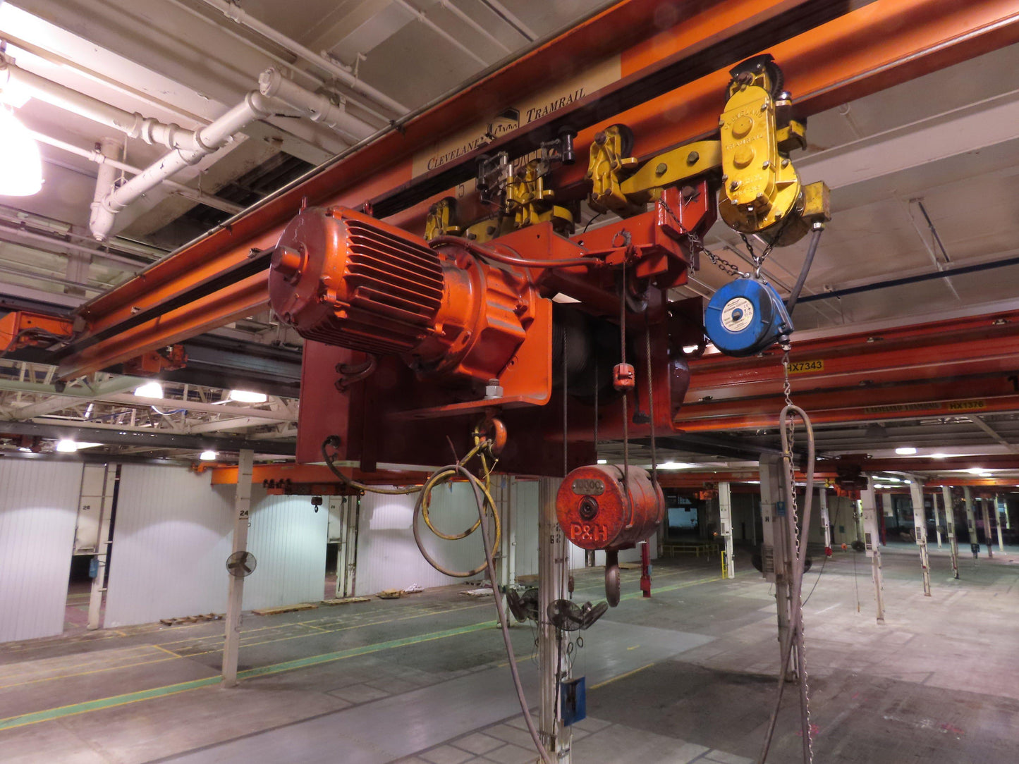 Cleveland Tramrail P&H 5 Ton Single Girder Underhung Bridge Crane 34' 10" Span