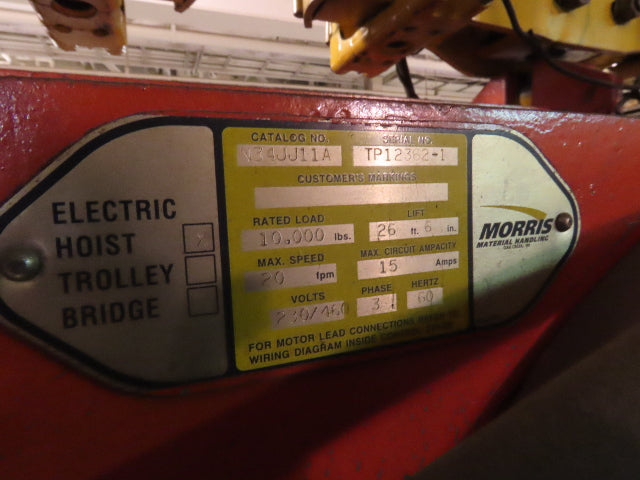 Cleveland Tramrail P&H 5 Ton Single Girder Underhung Bridge Crane 34' 10" Span